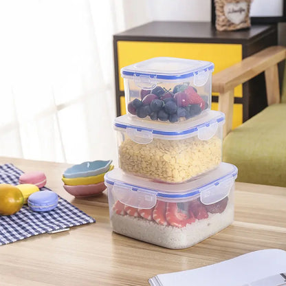 5496  Kitchen Storage Container Set With Food Grade Plastic And Air Seal Lock Lid For Storage Of Grocery Spices Dry Fruits Use For Home Office Restaurant Canteens (3 Piece Set) - Zidbik
