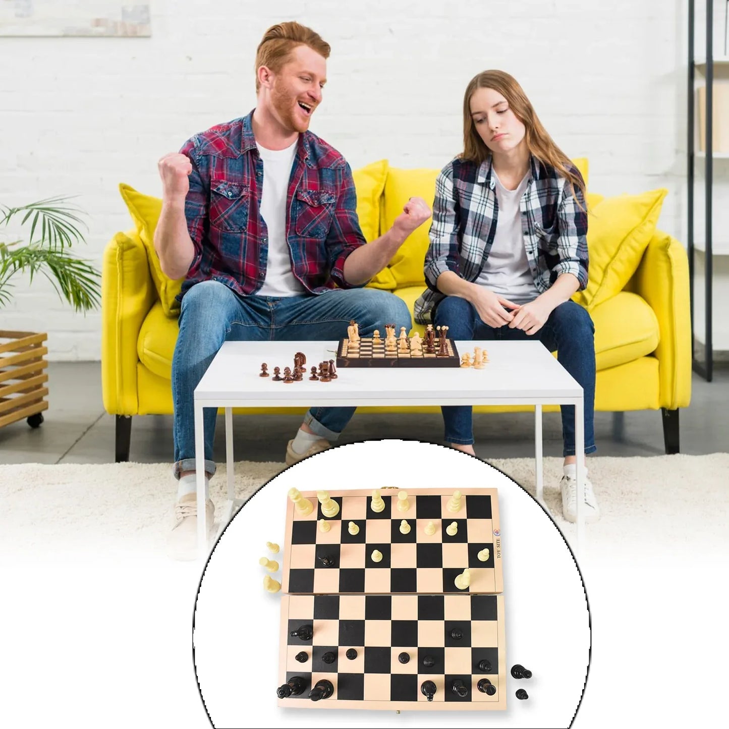 Folding Wooden Chess Board Set (30 30 Cm 1 Set) - Zidbik