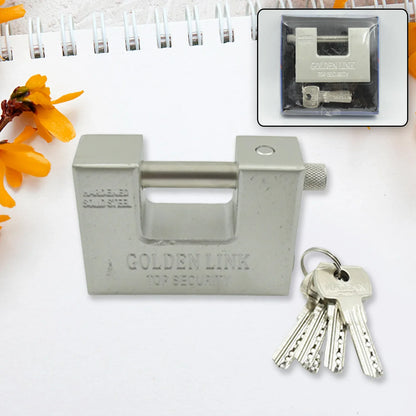 9323 Stainless Steel Padlock Rectangular Shape Hardened Steel High Resistance With 5 Keys Door Lock For Home Dormitory Waterproof Antirust Anti-theft Padlocks Outdoor Gate Shed Locks Warehouse Big Door Drawer Lock (94 Mm) - Zidbik