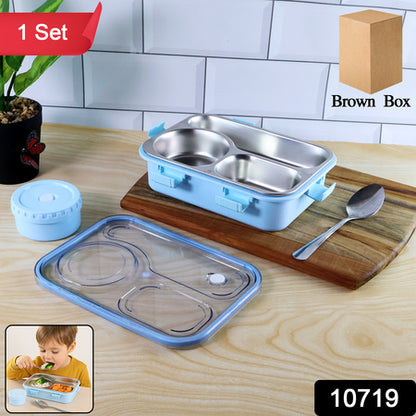 Premium Stainless Steel Compartment Lunch Box 1 Set - Zidbik