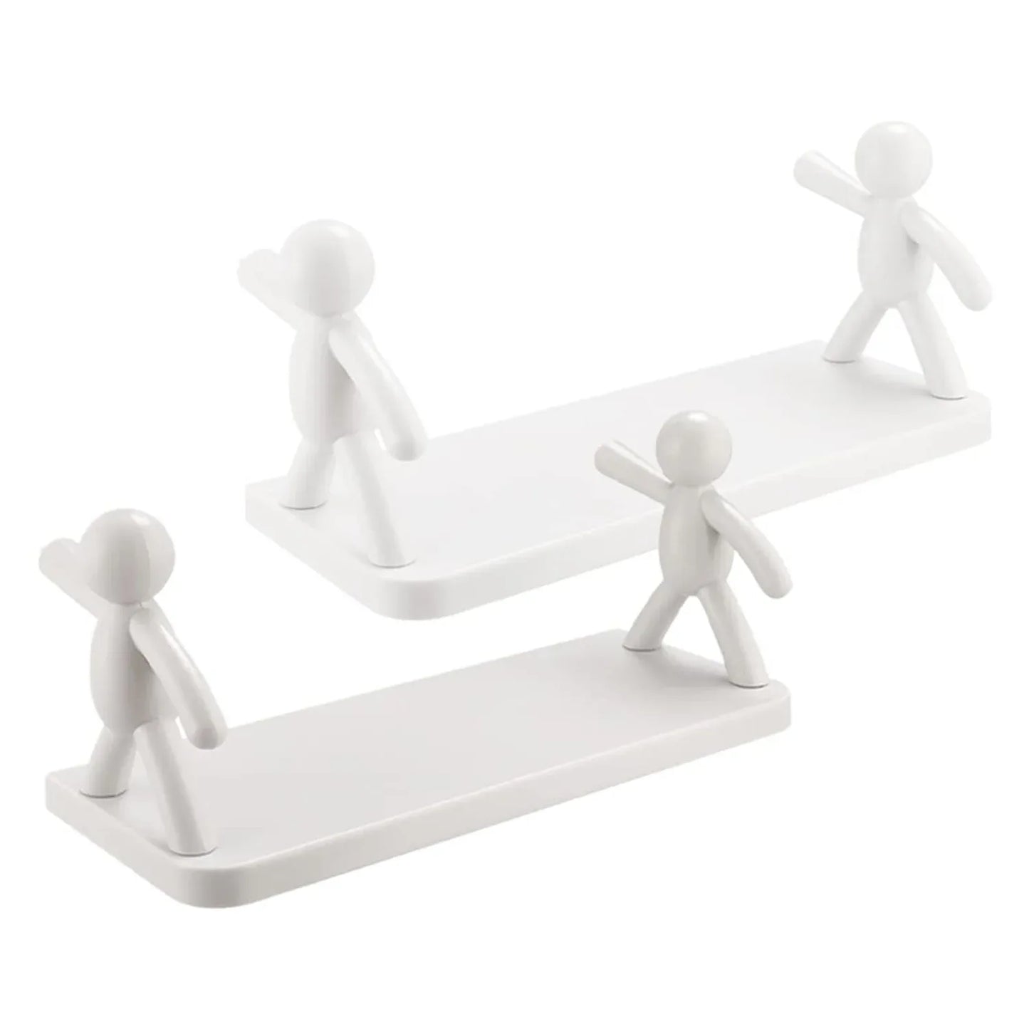 9271b Self Adhesive Cute Floating Shelves Wall Shelf Wall Mounted Organizer - Human Figurine Brown Box - Zidbik