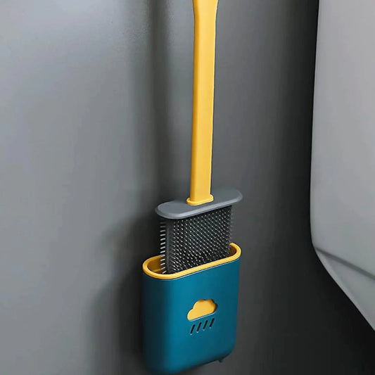 1410l Silicone Toilet Brush Flexible Soft Bristle Brush With Quick Dry Holder Cleaning Brush For Toilet Accessories ( Without Sticker Box ) - Zidbik