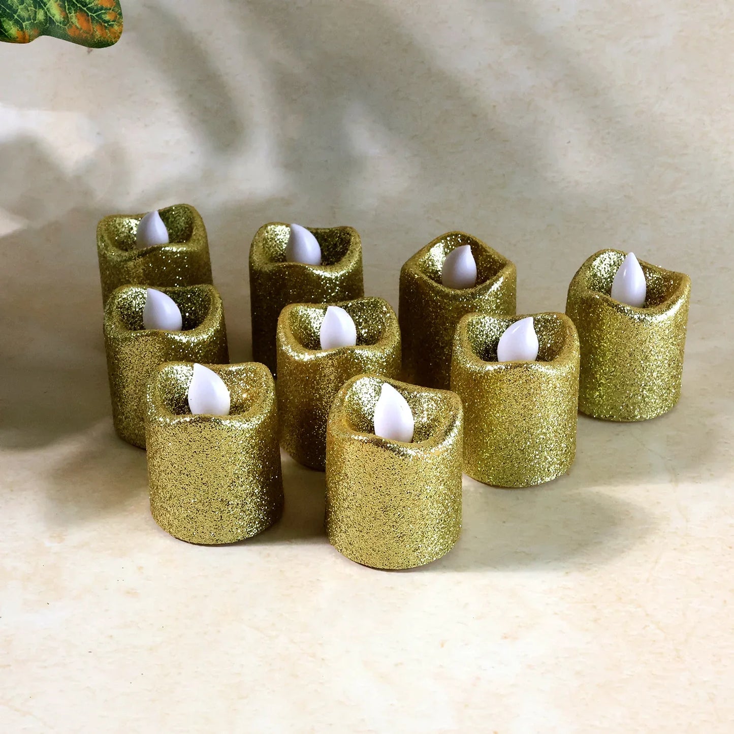 Christmas Premium Glitter Led Tealight Candles (9 Pc Set) - Zidbik