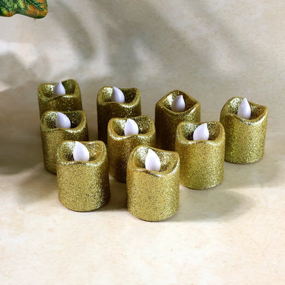 Christmas Premium Glitter Led Tealight Candles (9 Pc Set) - Zidbik