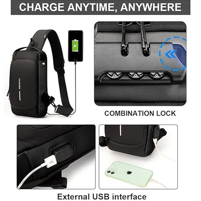 Trendy Anti-theft Crossbody Sling Bag With Usb Charging Port (1 Pc) - Zidbik