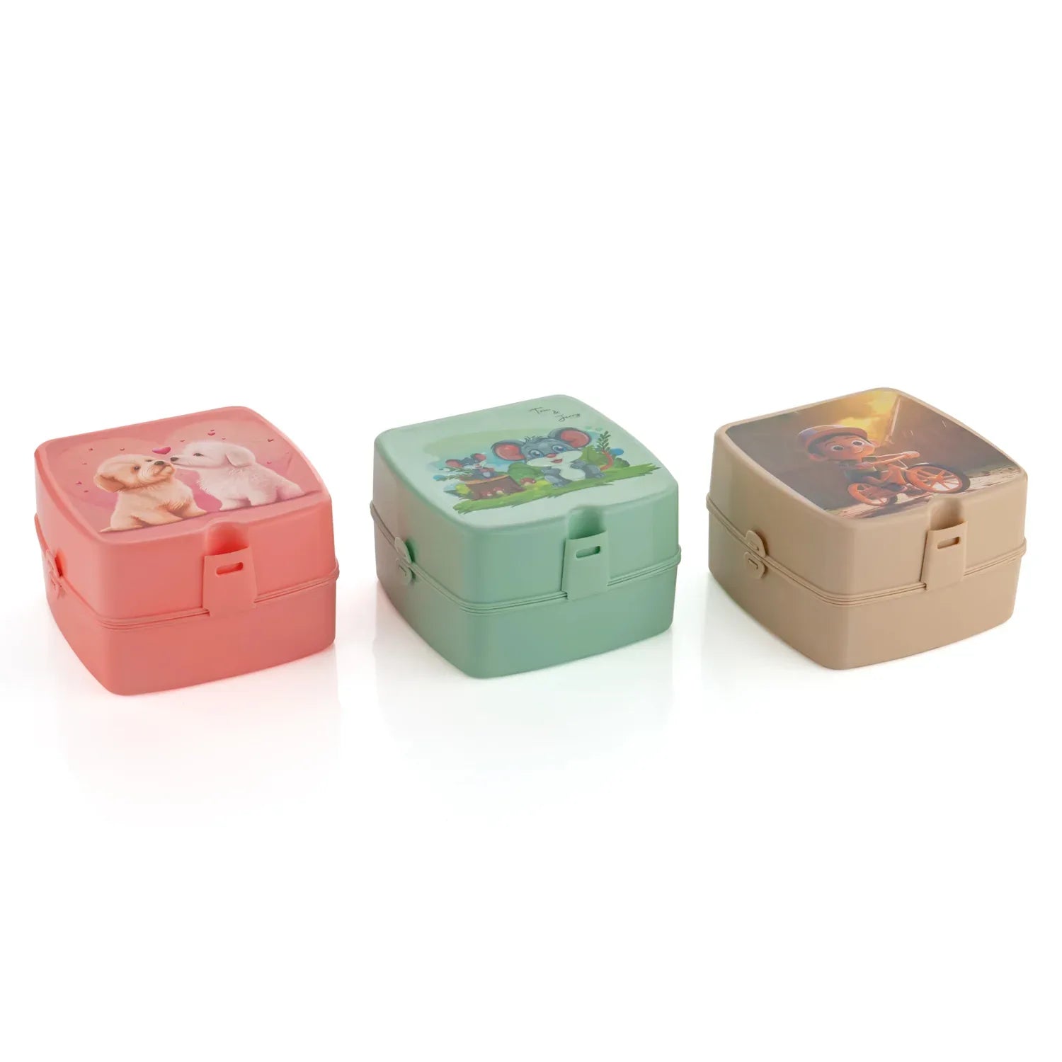 5787 Double-layer Square Lunch Box With Spoon 4 Compartment Tiffin Push Lock Plastic Tiffin Box For Travelling School Kids Office Exclusive Home - Zidbik