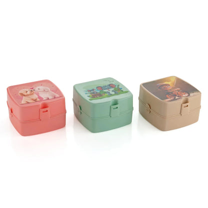 5787 Double-layer Square Lunch Box With Spoon 4 Compartment Tiffin Push Lock Plastic Tiffin Box For Travelling School Kids Office Exclusive Home - Zidbik