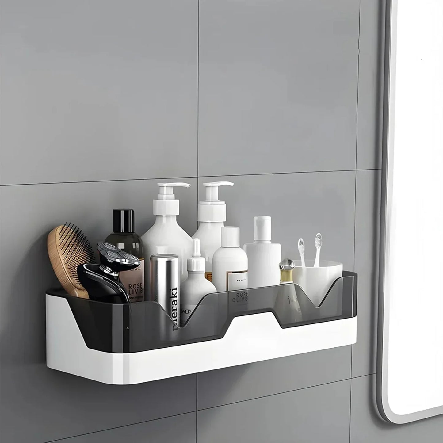 Wall Mounted Self Adhesive Plastic Storage Shelf (1 Pc) - Zidbik