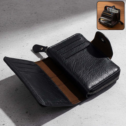 Premium Black Zip-around Card Holder Wallet (1 Pc) - Zidbik