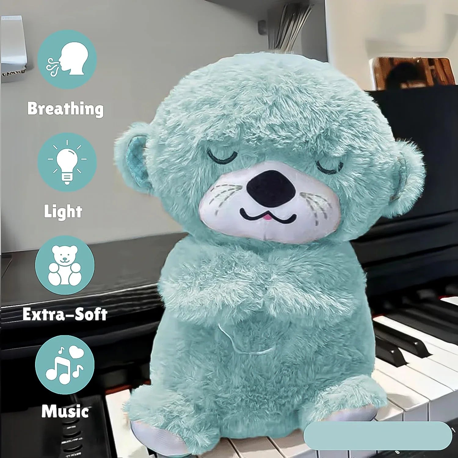 Soft Plush Musical Teddy Bear Toy With Led Light (1 Pc) - Zidbik