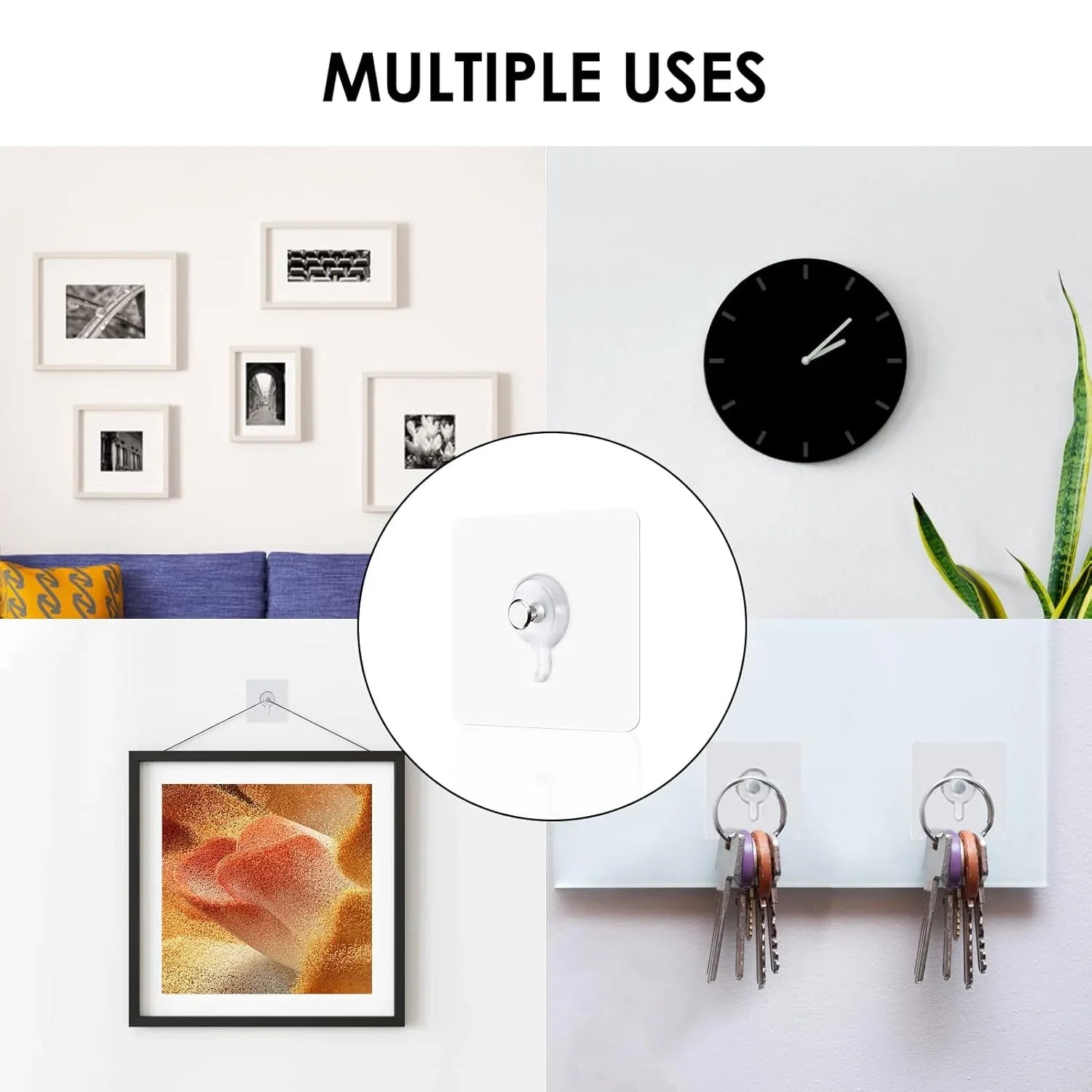 Multipurpose Adhesive Damage-free Photo Frame Wall Hooks (1 Pc) - Zidbik