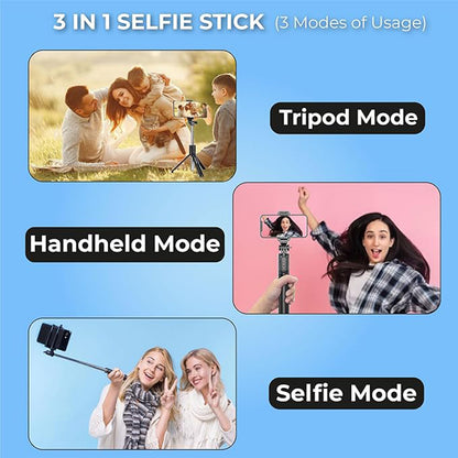 Selfie Stick With Tripod Stand (1 Pc  160 Cm Long Approx) - Zidbik
