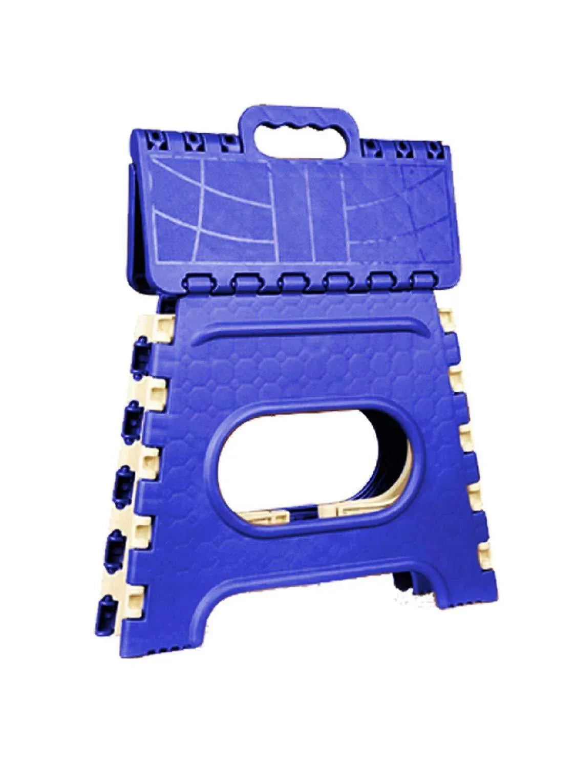 2009_12 Inch Plastic Folding Step Stool For Kids And Adults With Handle (Multicolor) - Zidbik