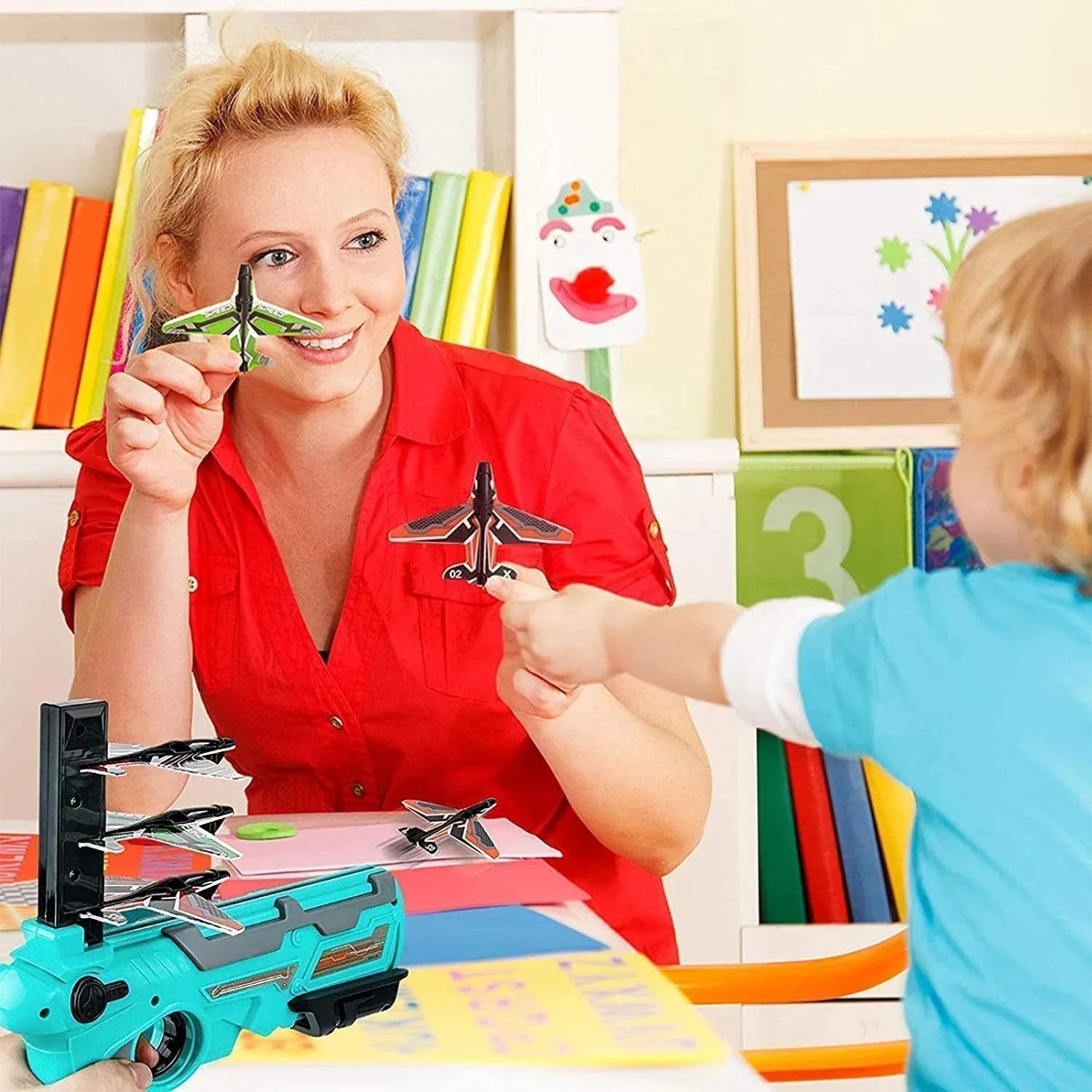 4710 Airplane Launcher Gun Toy With Foam Glider Planes Outdoor Games For Children Best Aeroplane Toys For Kids Air Battle Gun Toys ( 5 Plane Include ) - Zidbik