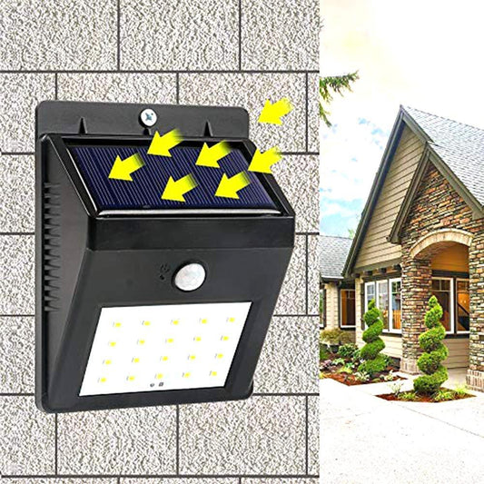 213 Solar Security Led Night Light For Home Outdoorgarden Wall (Black) (20-led Lights) - Zidbik