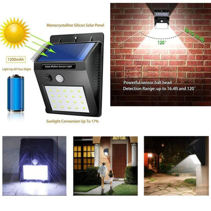 213 Solar Security Led Night Light For Home Outdoorgarden Wall (Black) (20-led Lights) - Zidbik