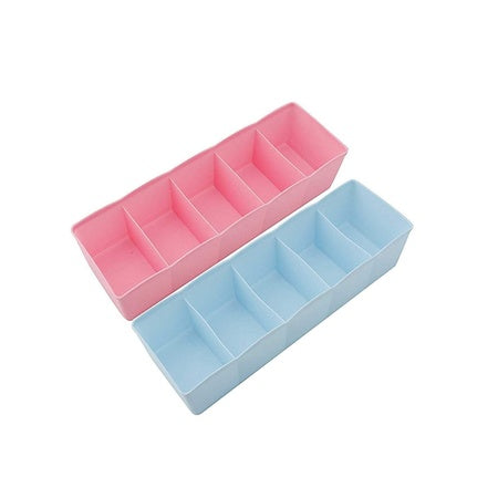 235 5-compartments Sockshandkerchiefunderwear Storage Box Socks Drawer Closet Organizer Storage Boxes (Pack Of 2) - Zidbik
