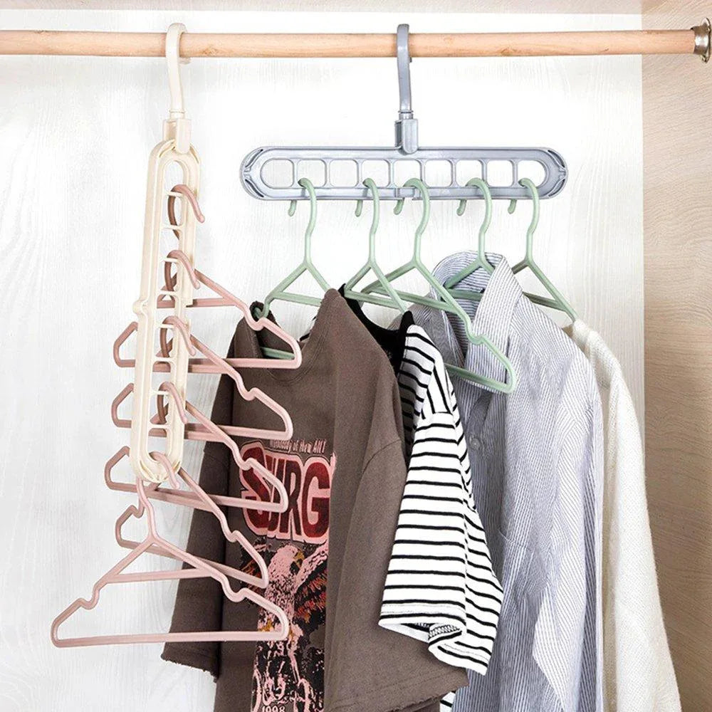 238 9 Hole Plastic Hanger Hanging Hook Indoor Wardrobe Clothes Organization Storage Balcony Windowsill Suit Racks - Zidbik
