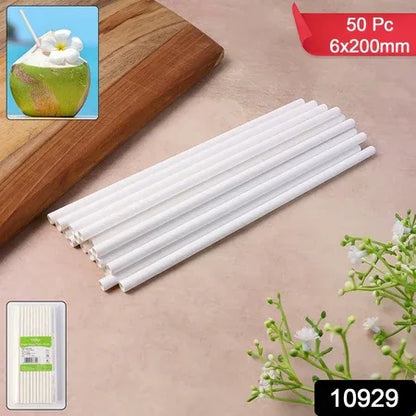 Paper Straw Plain 6 Mm Diameter 200 Mm Length 50 Pcs Pack - Zidbik