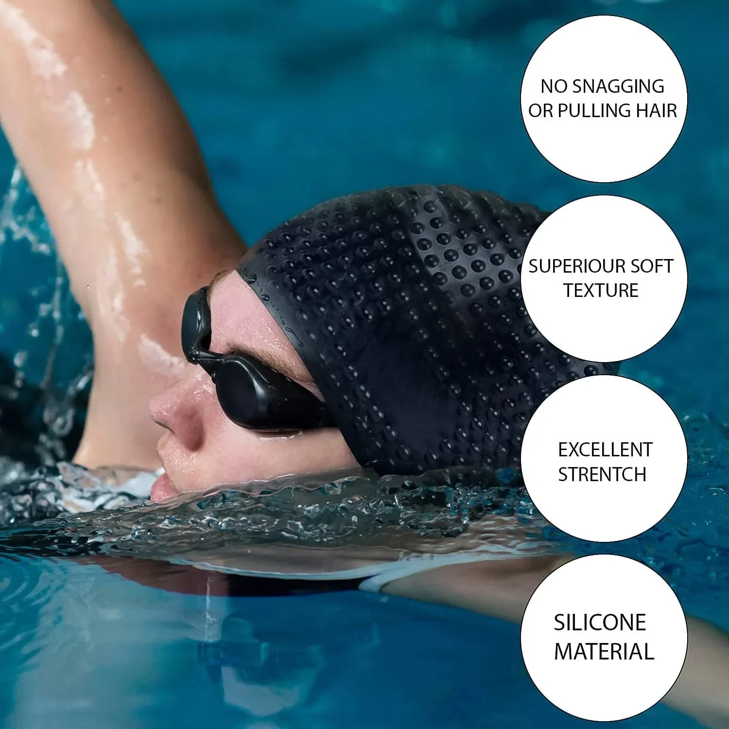 Premium Silicone Waterproof Swimming Cap (1 Pc) - Zidbik