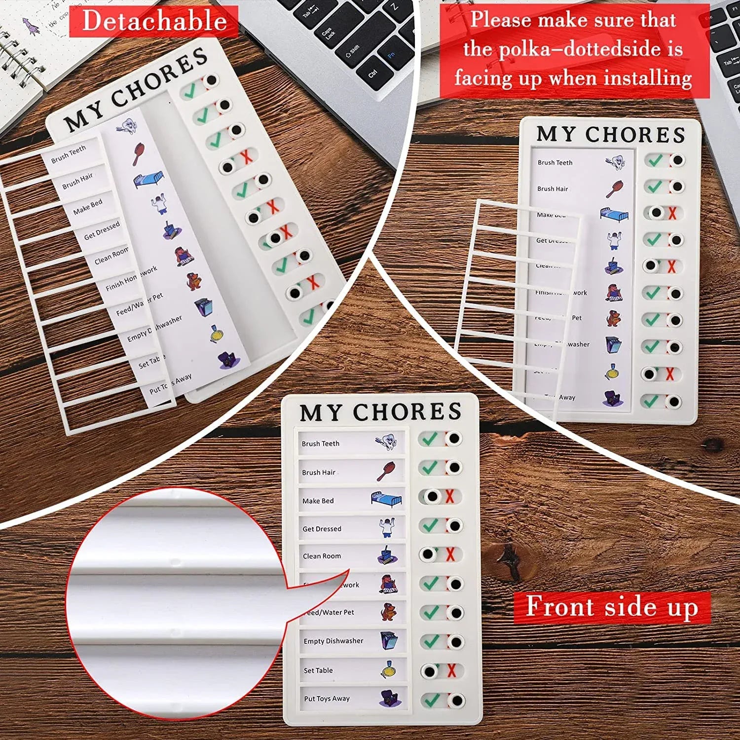 4448 Portable My Chores Home Note Board Management Planning Memo Boards Reminding Time. (Size - 20x12cm) - Zidbik