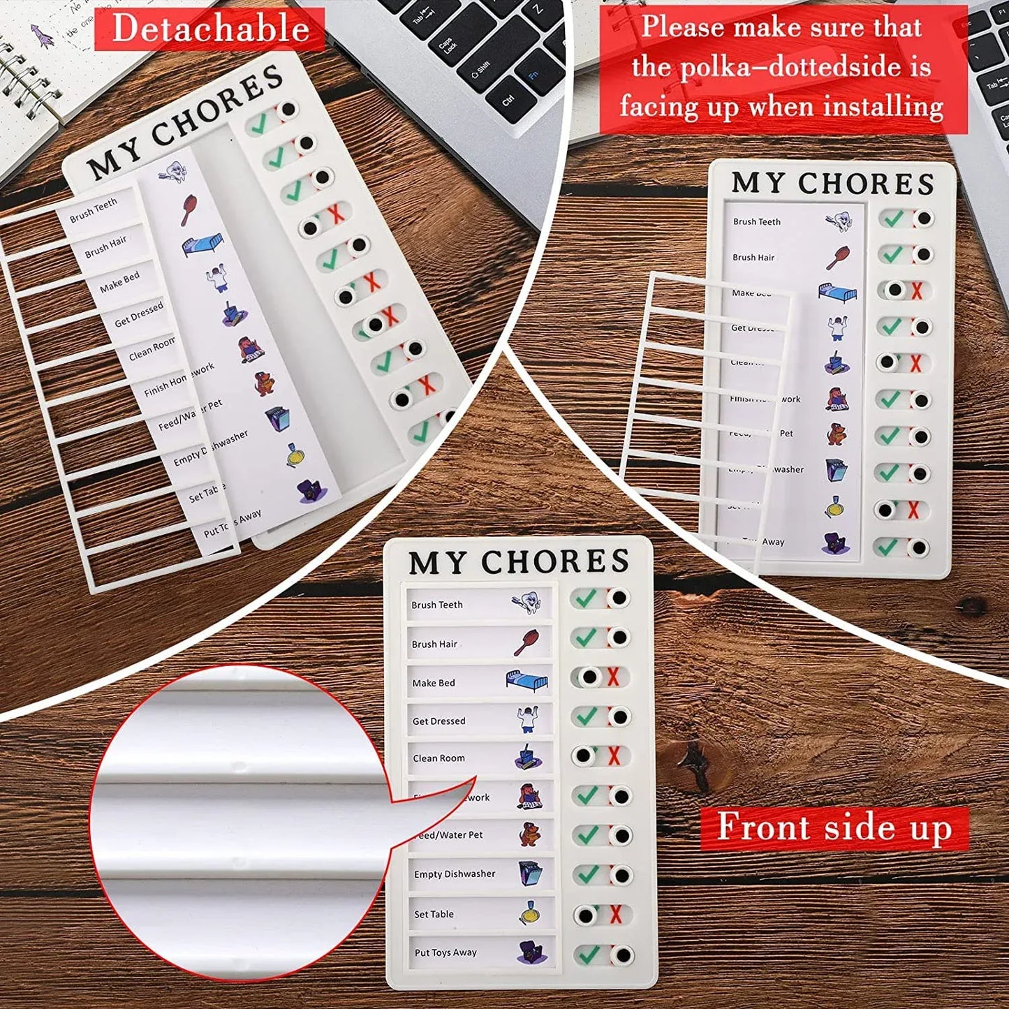 4448 Portable My Chores Home Note Board Management Planning Memo Boards Reminding Time. (Size - 20x12cm) - Zidbik