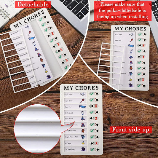4448 Portable My Chores Home Note Board Management Planning Memo Boards Reminding Time. (Size - 20x12cm) - Zidbik