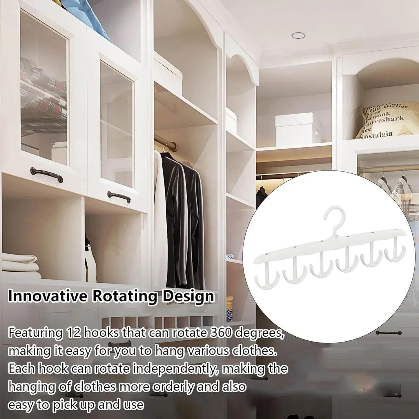 13948 Tank Top Hanger 12-hook Space Saving Hanger Capacity Rotatable Wood Space Saving Hanger Closet Organizers And Storage For Dorm Apartment For Tank Top - Zidbik
