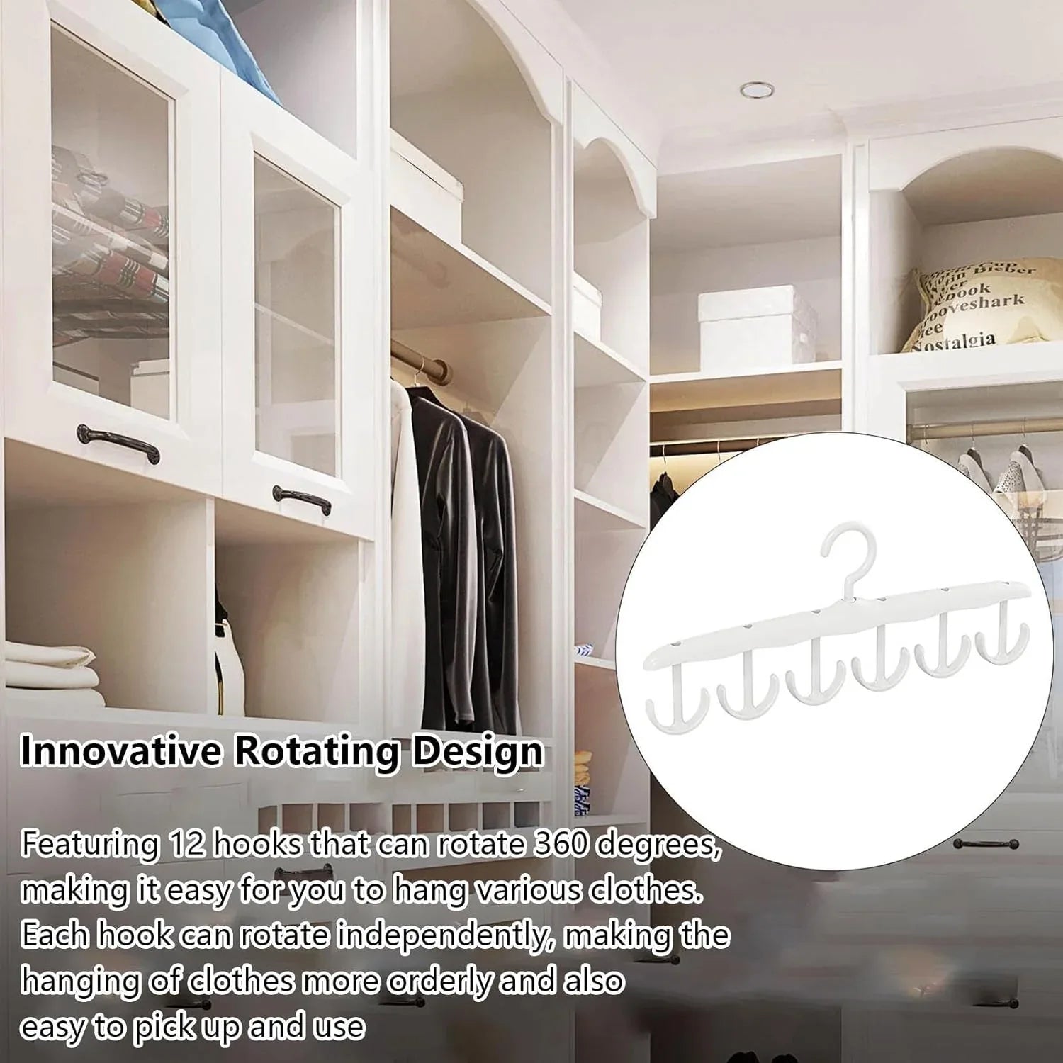 13948 Tank Top Hanger 12-hook Space Saving Hanger Capacity Rotatable Wood Space Saving Hanger Closet Organizers And Storage For Dorm Apartment For Tank Top - Zidbik