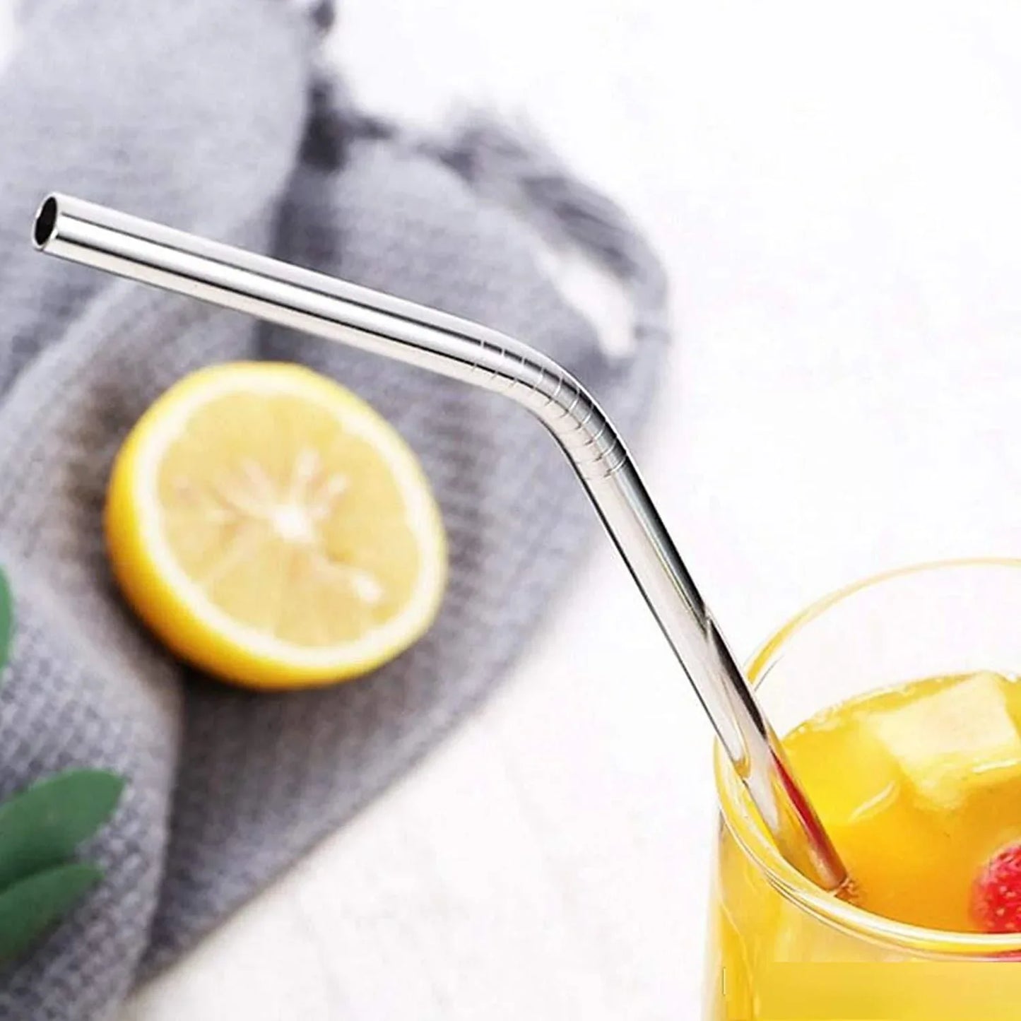 1733 Reusable Stainless Steel Drinking Straws Bent (4 Bent Straws 1 Brush) - Zidbik