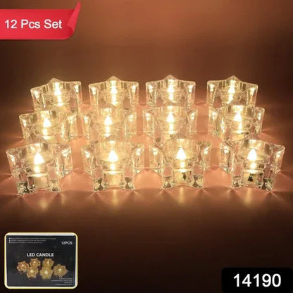 Set Of 12 Led Crystal-effect Flameless Smokeless Candles - Zidbik