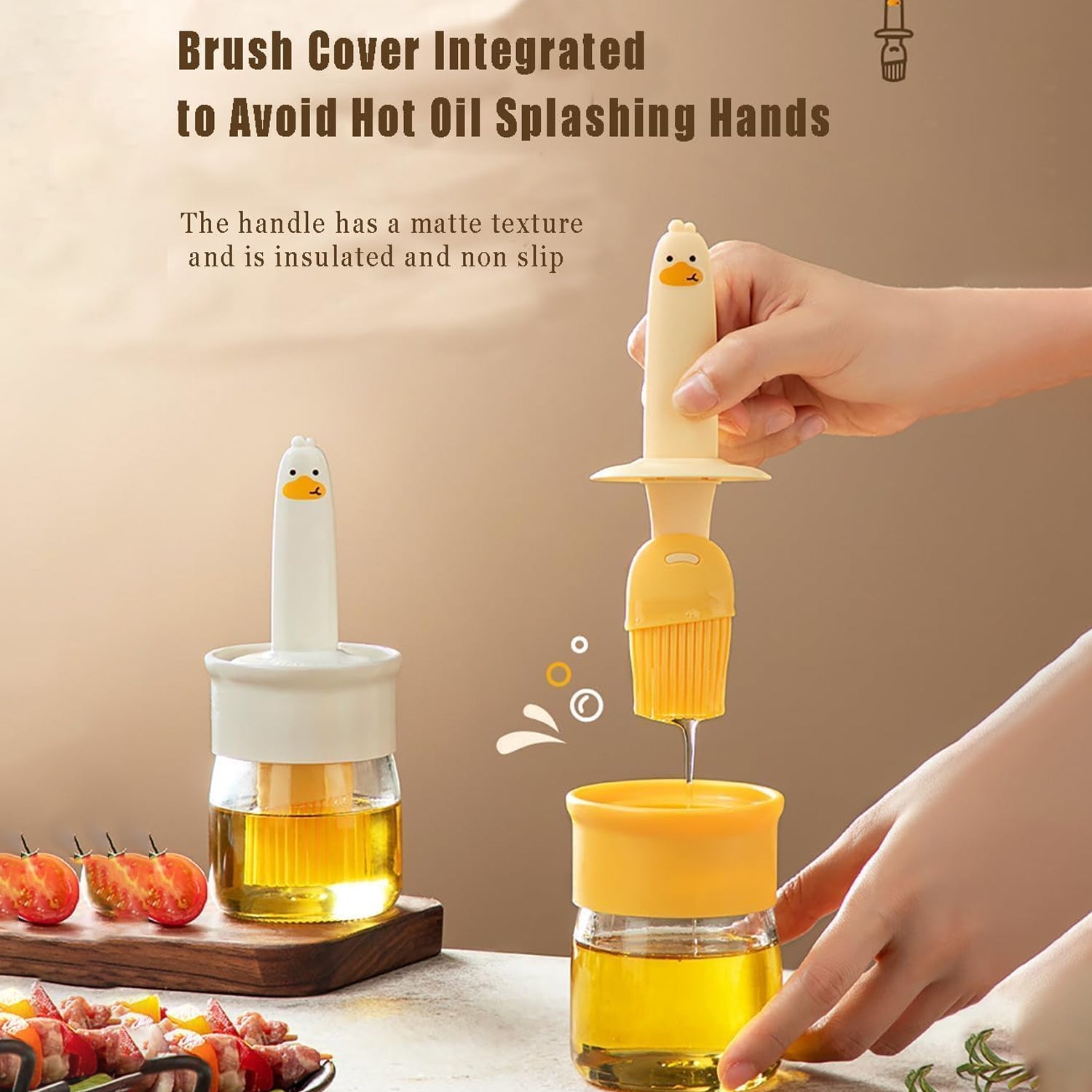 2 In 1 Oil Dispenser Bottle With Silicone Basting Brush (1 Set) - Zidbik