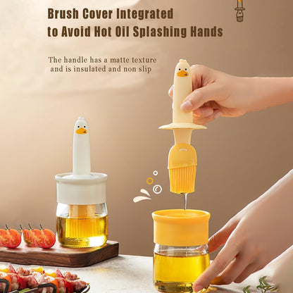 2 In 1 Oil Dispenser Bottle With Silicone Basting Brush (1 Set) - Zidbik