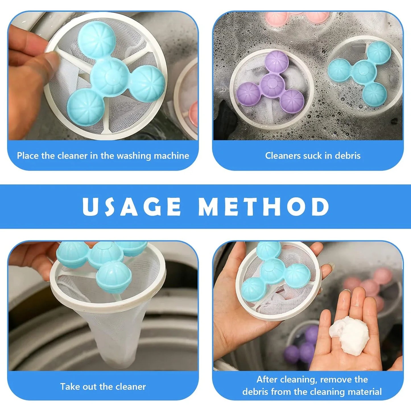 12604 Laundry Ball Floating Pet Fur Lint Hair Catcher Household Reusable Washing Machine Floating Lint Mesh Bag Hair Filter Net Pouch Washing Lint Hair Remover Net Mesh Bag Dryer (1 Pc) - Zidbik
