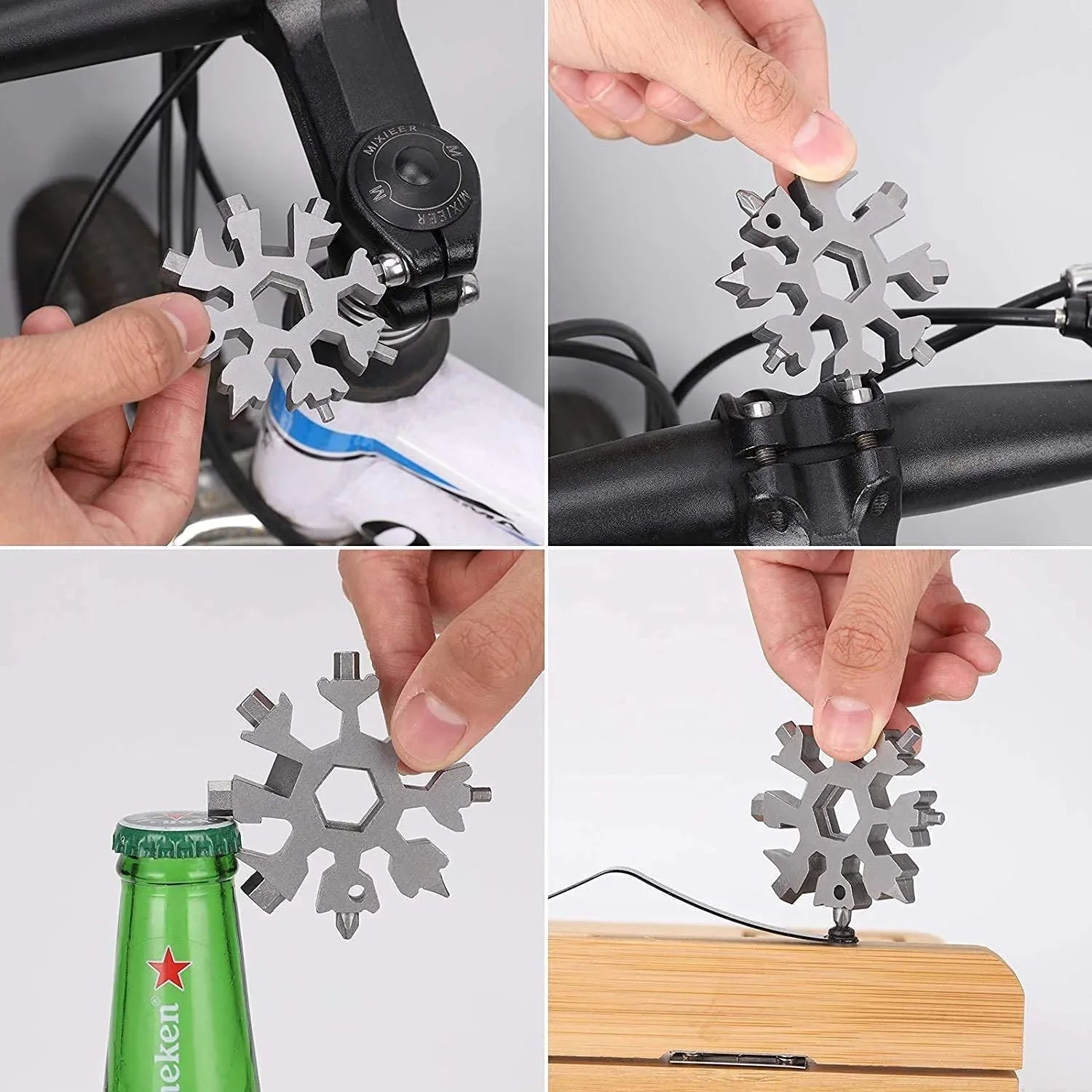 1787 Snowflake Multi-tool Stainless Steel Snowflake Bottle Opener - Zidbik