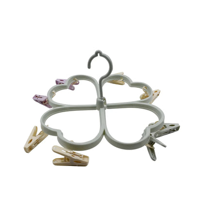 6919b Heart Shape Clothe Spin Rack Laundry Drying Rack Clothes Hangers With 8 Clips Clip Hanger Drip Hanger For Drying Underwear Baby Clothes Socks Bras Towel Cloth Diapers Gloves - Zidbik