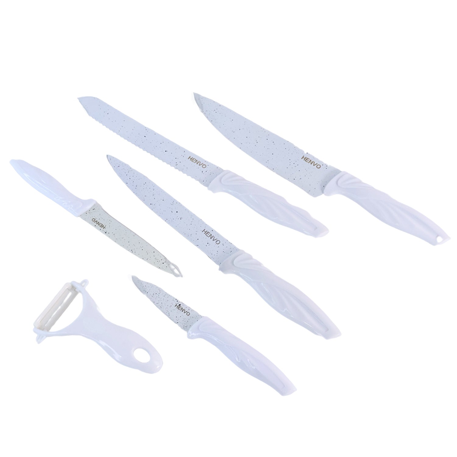 Marble Coated Stainless Steel Kitchen Knife Set (6 Pc) - Zidbik