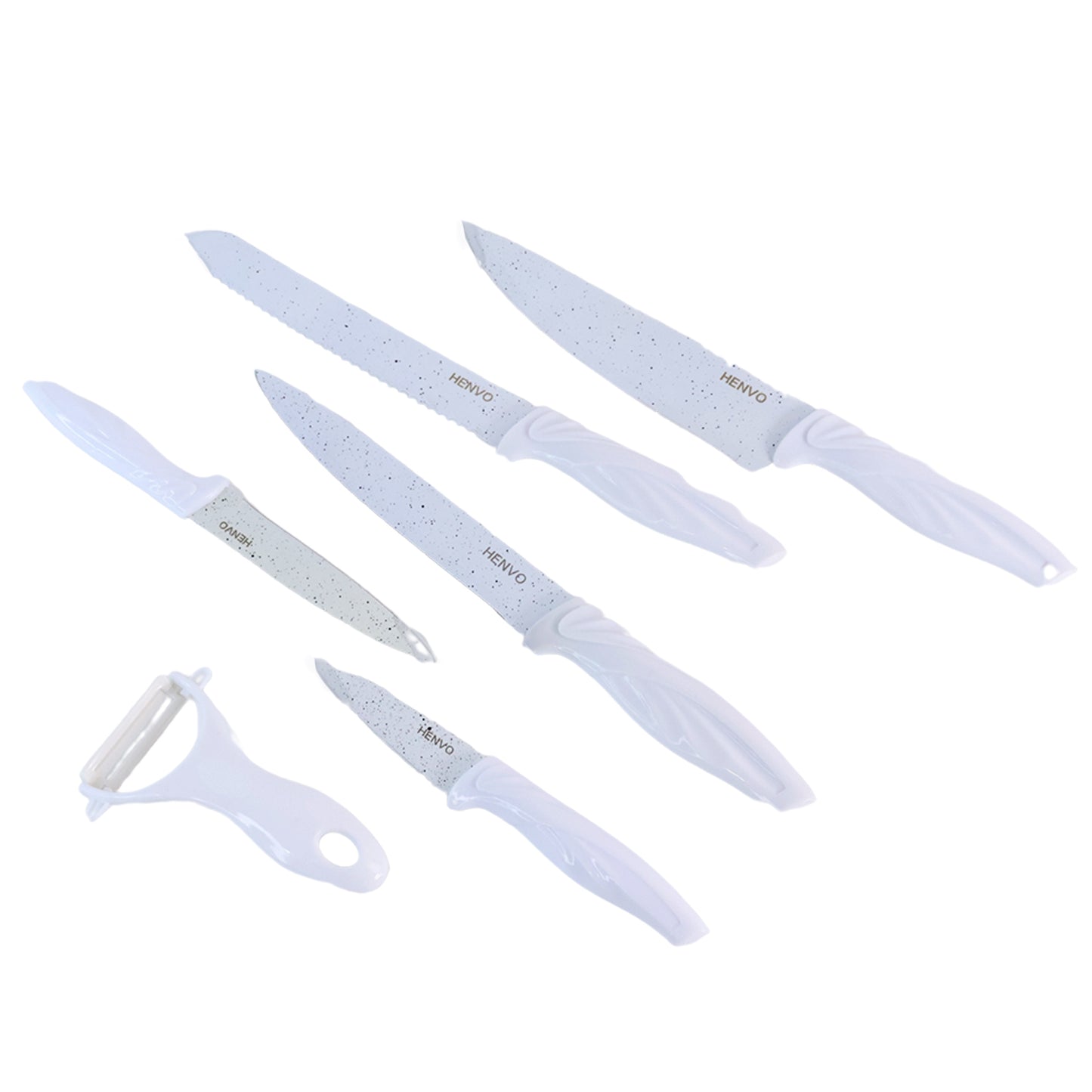 Marble Coated Stainless Steel Kitchen Knife Set (6 Pc) - Zidbik