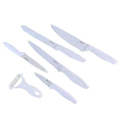 Marble Coated Stainless Steel Kitchen Knife Set (6 Pc) - Zidbik