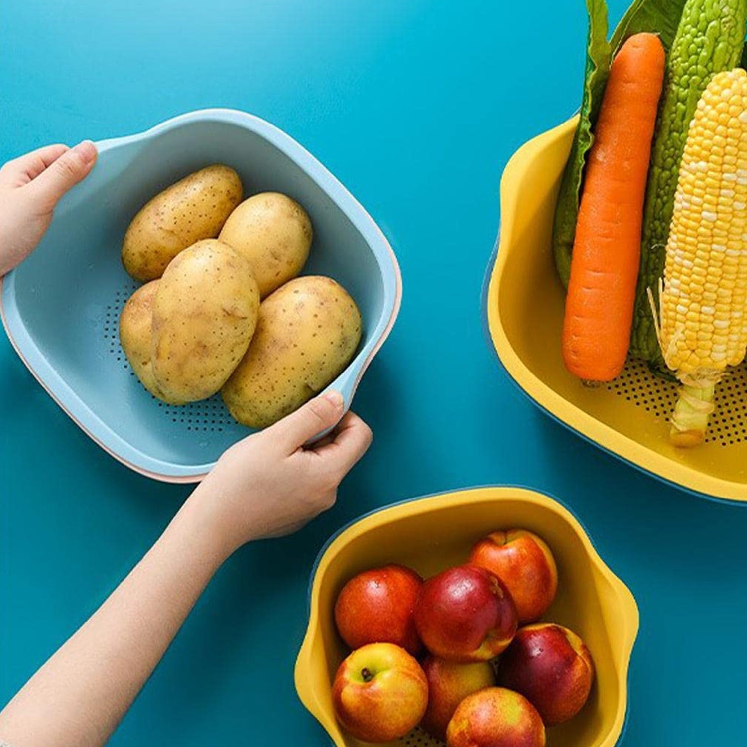 5228a  Kitchen Bowl Plastic Washing Bowl And Strainer Drainer Basket For Home  Kitchen Use - Zidbik