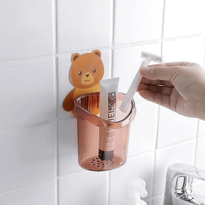Cute Teddy Bear Toothbrush Holder For Kids (3 Pc Set) - Zidbik