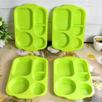 5363 Unbreakable Plastic Food Platesbiodegradable 5 Compartment Square Plate For Food - Zidbik