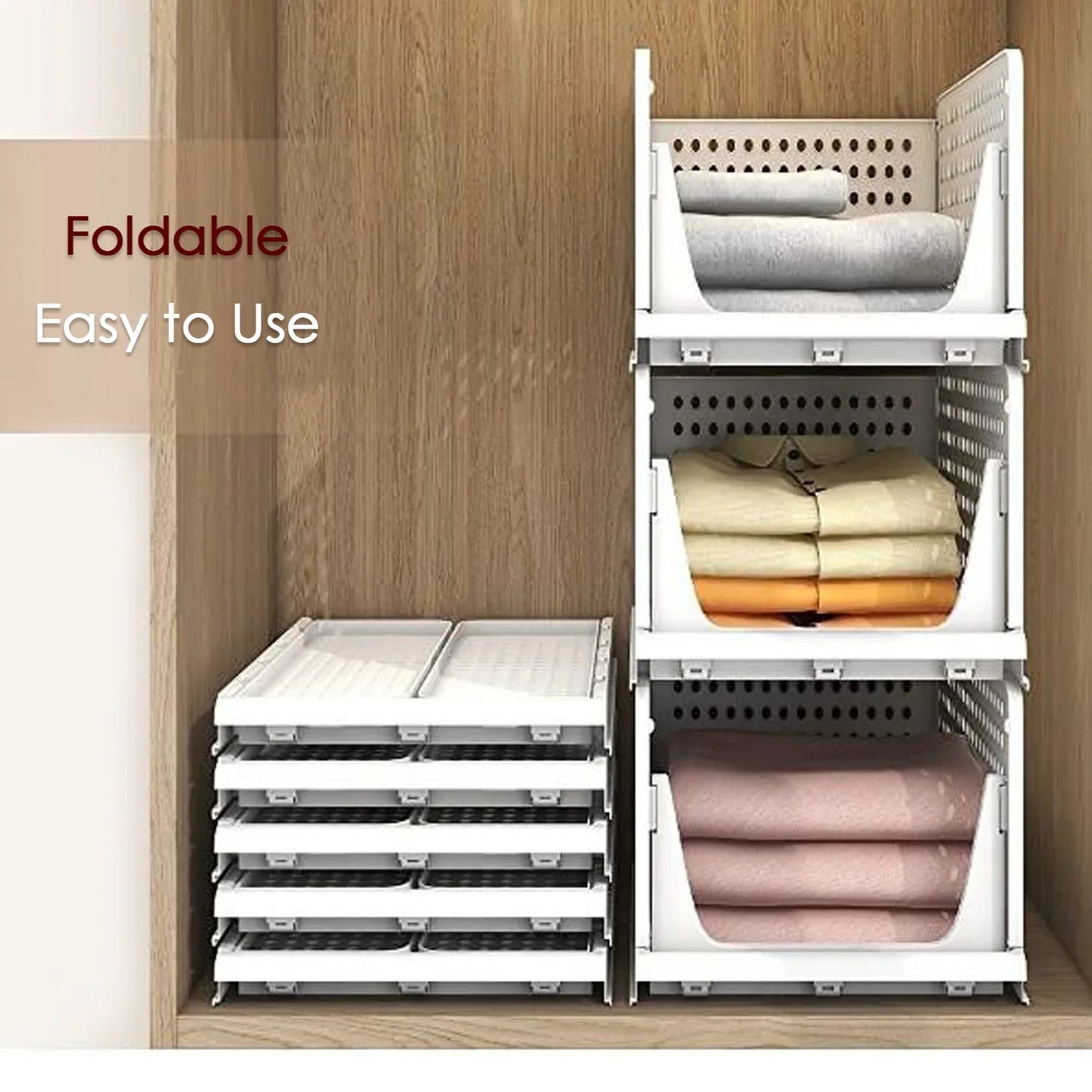 7732 3 Layer Clothes Organizer For Wardrobe Cupboard Organizer For Clothes Foldable And Stackable Closet Organizer Drawer Organizer For Clothes Multi Purpose Plastic Drawer - Zidbik