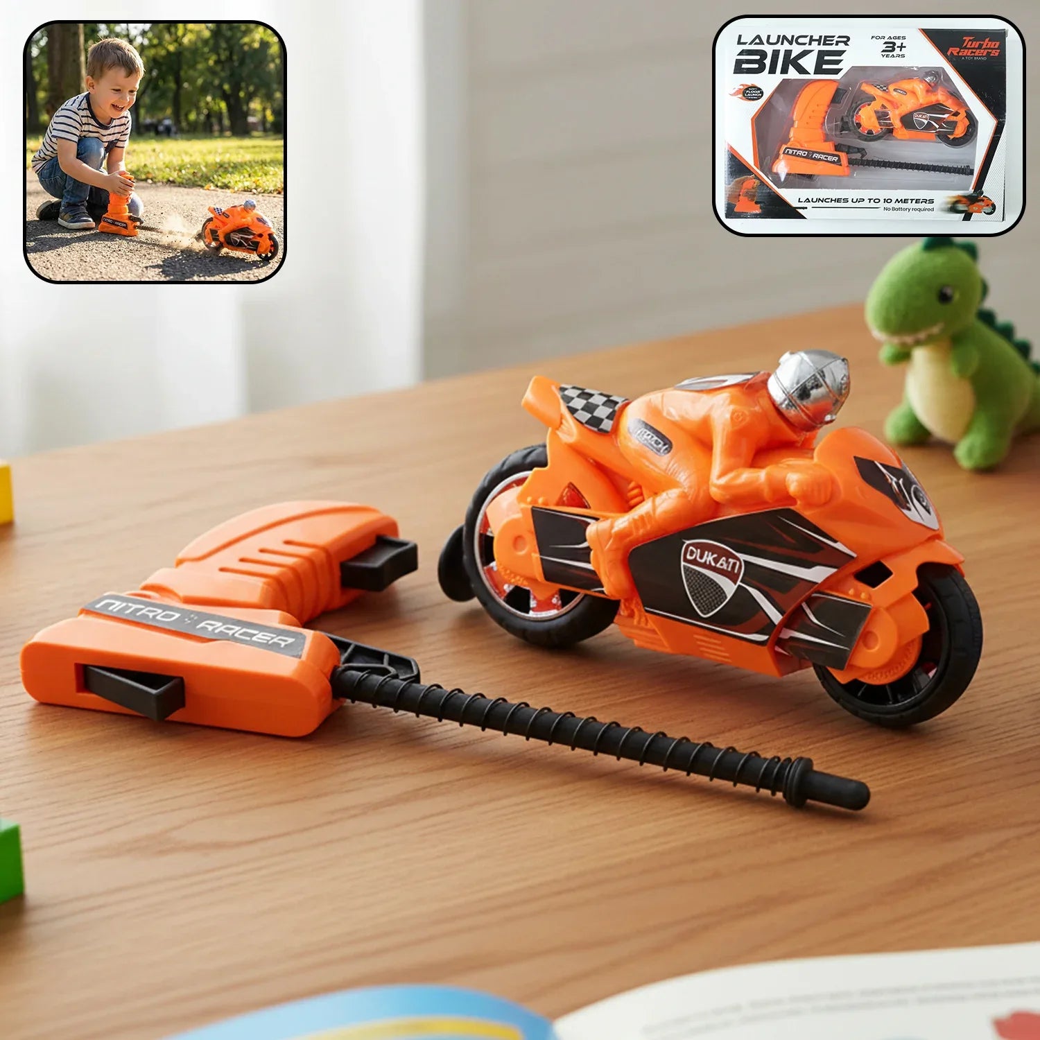 Launcher Bike Racing Toy For Kids With Manual Pull Launcher - Zidbik