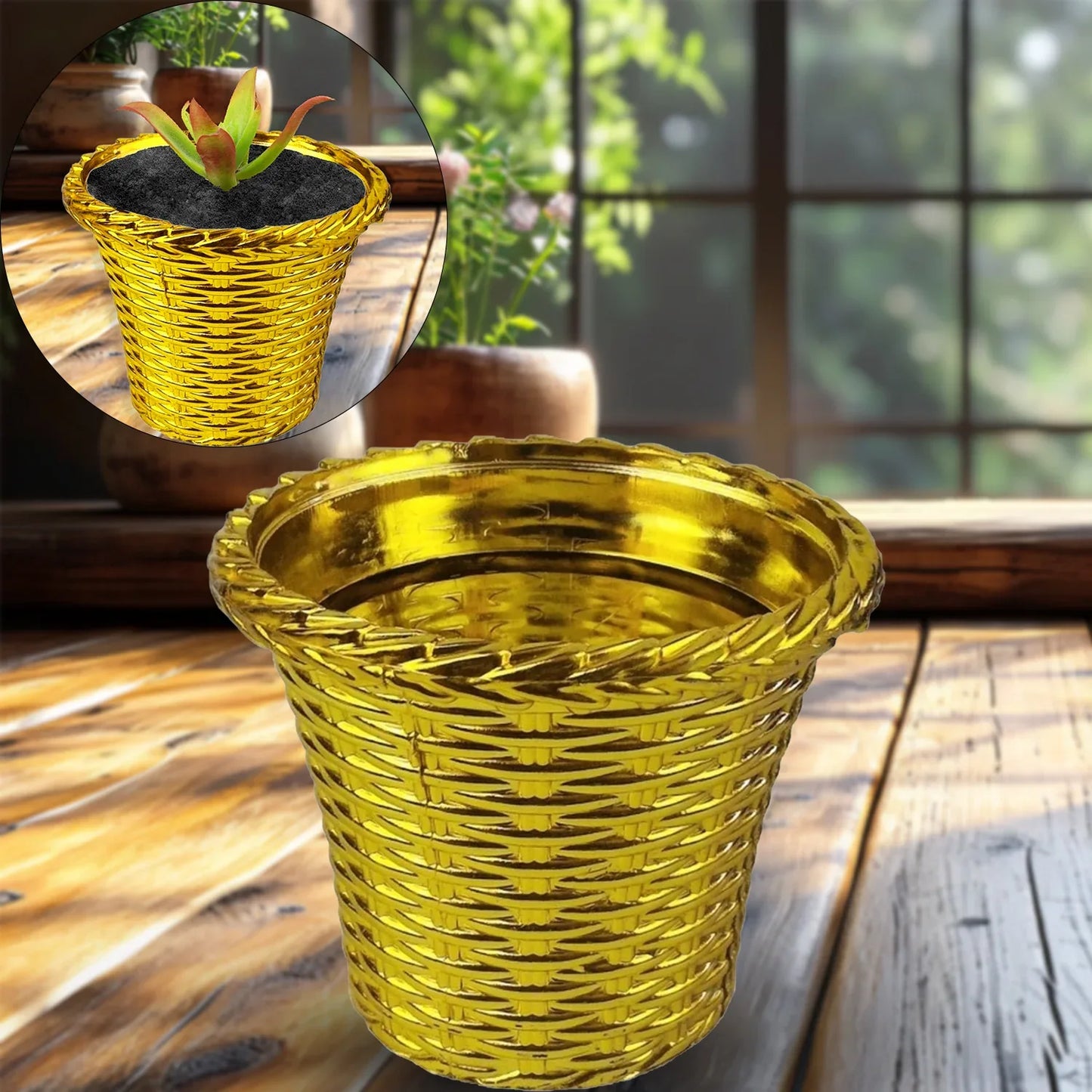 Plastic Flower Valencia (Pot) Home And Outdoor (1 Pc) - Zidbik