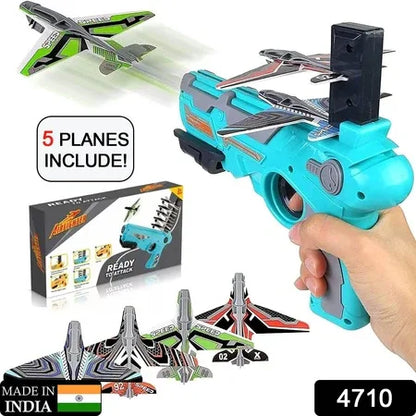 4710 Airplane Launcher Gun Toy With Foam Glider Planes Outdoor Games For Children Best Aeroplane Toys For Kids Air Battle Gun Toys ( 5 Plane Include ) - Zidbik