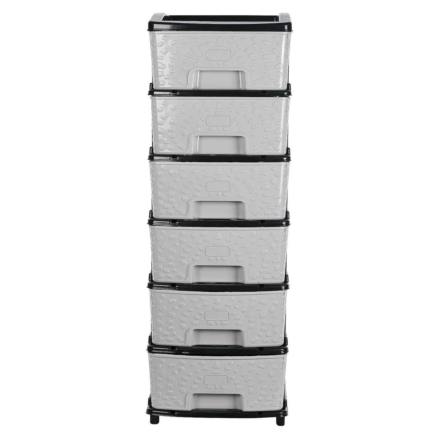 6-layer Heavy-duty Plastic Drawer Organizer Cabinet With Stone Texture Drawers - Zidbik