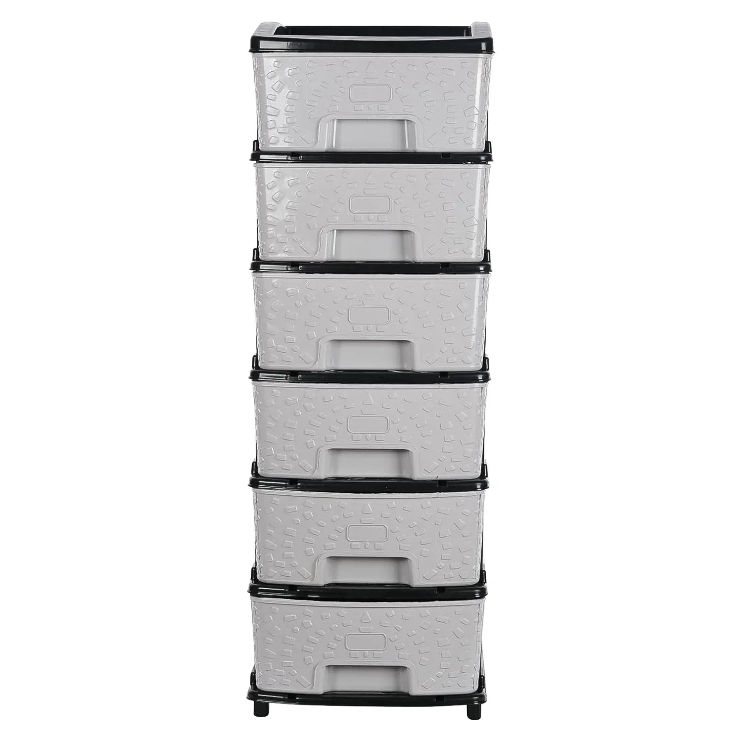 6-layer Heavy-duty Plastic Drawer Organizer Cabinet With Stone Texture Drawers - Zidbik