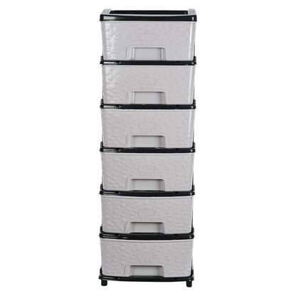 6-layer Heavy-duty Plastic Drawer Organizer Cabinet With Stone Texture Drawers - Zidbik