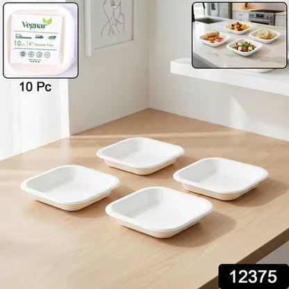 Disposable Square Food Serving Tray Set (10 Pc) - Zidbik